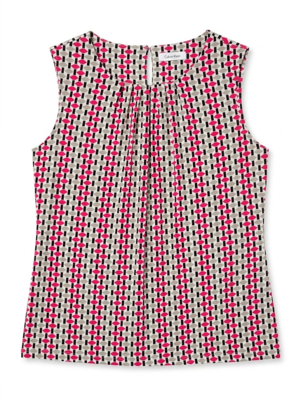 CALVIN KLEIN - Geometric Diamond Pleated Neck Top – Size Small